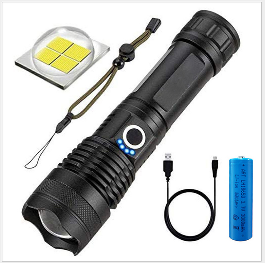 Linterna LED Recargable de Alto Rendimiento con Zoom y Pantalla Digital