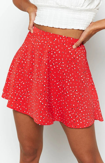 Falda Corta Estampado Floral Cintura Alta Efecto Globo con Cierre Invisible - Image 3