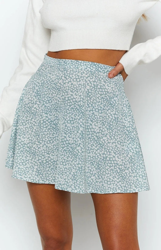 Falda Corta Estampado Floral Cintura Alta Efecto Globo con Cierre Invisible - Image 2