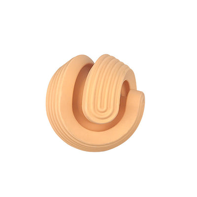 Two mint green pet dog toy balls with spiral grooves, designed for teeth cleaning and treat dispensing, filled with kibble. - Image 4