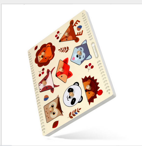 Tablero de Formas Geométricas con Animales - Puzzle Educativo para Bebés