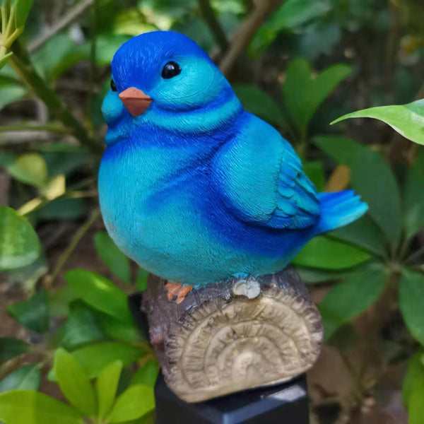 Lámpara Solar Pájaro Thrush para Jardín - Artesanía en Resina