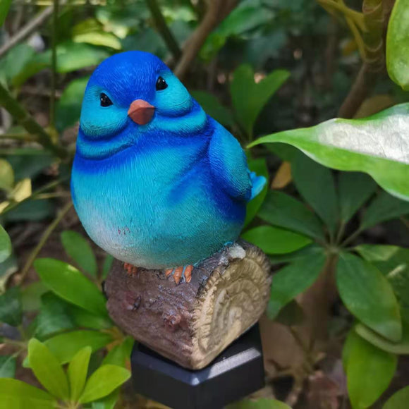 Lámpara Solar Pájaro Thrush para Jardín - Artesanía en Resina