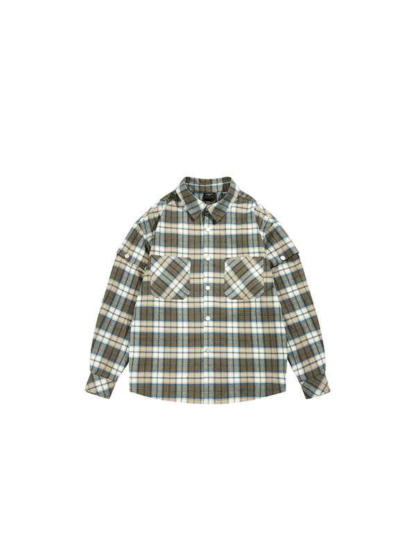 Camisa de Cuadros con Puños Desmontables y Bordado - Estilo Moderno para Hombre