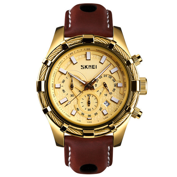 Reloj de Cuarzo Elegante para Hombre con Correa de Cuero y Esfera Luminosa