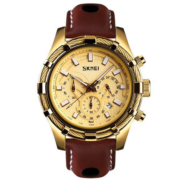 Reloj de Cuarzo Elegante para Hombre con Correa de Cuero y Esfera Luminosa