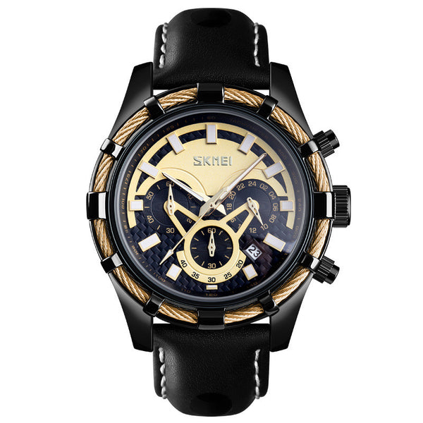 Reloj de Cuarzo Elegante para Hombre con Correa de Cuero y Esfera Luminosa