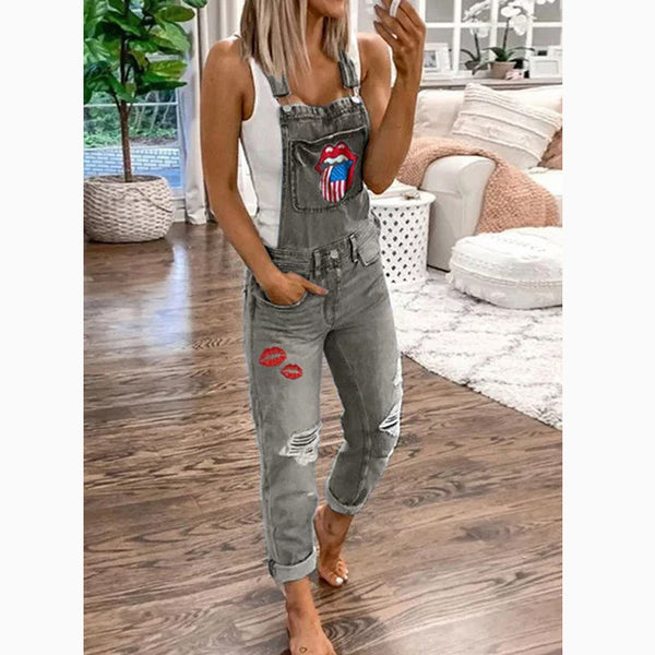 Overol Estampado Lavado para Mujer - Image 2