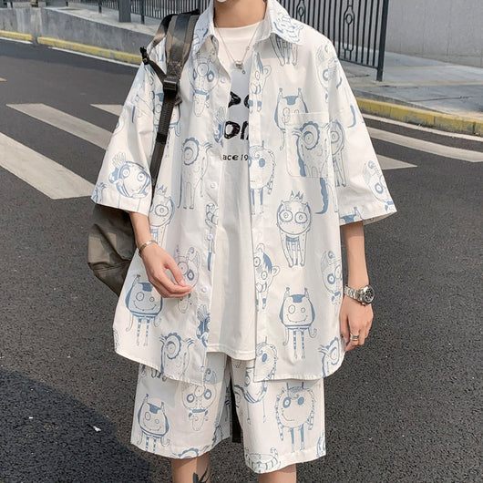 Conjunto de Verano para Hombre: Shorts y Camisa Manga Corta Estilo Hong Kong - Image 14
