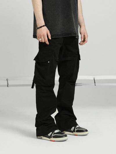 Pantalón Overol Retro Hombre con Bolsillos 3D y Corte Acampanado