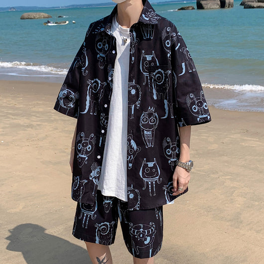 Conjunto de Verano para Hombre: Shorts y Camisa Manga Corta Estilo Hong Kong - Image 9