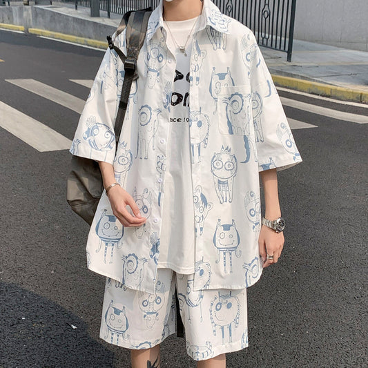 Conjunto de Verano para Hombre: Shorts y Camisa Manga Corta Estilo Hong Kong - Image 2