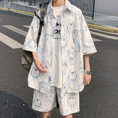 Conjunto de Verano para Hombre: Shorts y Camisa Manga Corta Estilo Hong Kong - Image 2