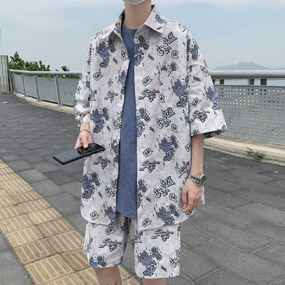 Conjunto de Verano para Hombre: Shorts y Camisa Manga Corta Estilo Hong Kong - Image 6