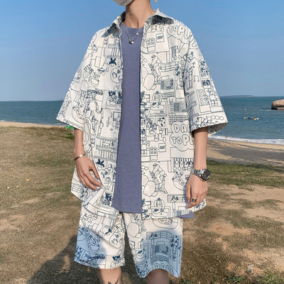 Conjunto de Verano para Hombre: Shorts y Camisa Manga Corta Estilo Hong Kong - Image 7