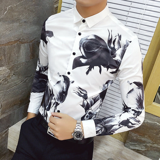 Camisa Manga Larga Hombre Estampado Rosa Negra - Image 22