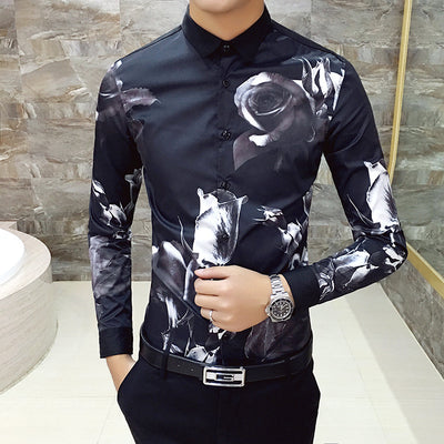 Camisa Manga Larga Hombre Estampado Rosa Negra - Image 23