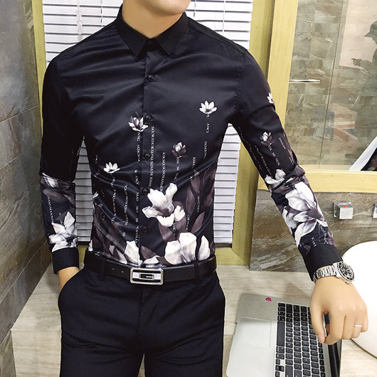 Camisa Manga Larga Hombre Estampado Rosa Negra - Image 27