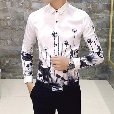 Camisa Manga Larga Hombre Estampado Rosa Negra - Image 25