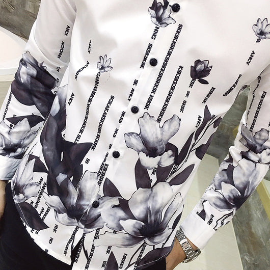 Camisa Manga Larga Hombre Estampado Rosa Negra - Image 24