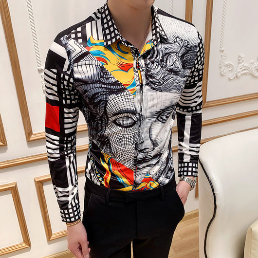 Camisa Manga Larga Hombre Estampado Rosa Negra - Image 30