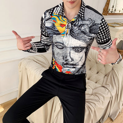 Camisa Manga Larga Hombre Estampado Rosa Negra - Image 3