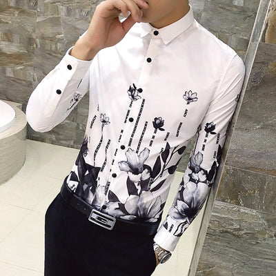 Camisa Manga Larga Hombre Estampado Rosa Negra - Image 7