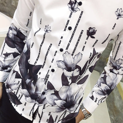 Camisa Manga Larga Hombre Estampado Rosa Negra - Image 6