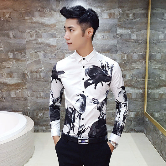 Camisa Manga Larga Hombre Estampado Rosa Negra - Image 11