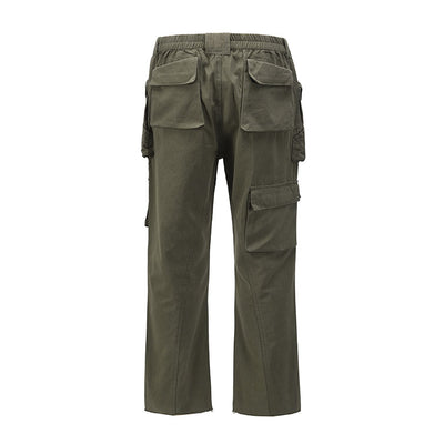 Pantalón Recto Holgado con Bolsillos Funcionales Tridimensionales Negro - Image 7