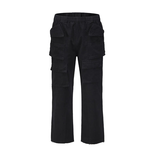 Pantalón Recto Holgado con Bolsillos Funcionales Tridimensionales Negro - Image 9