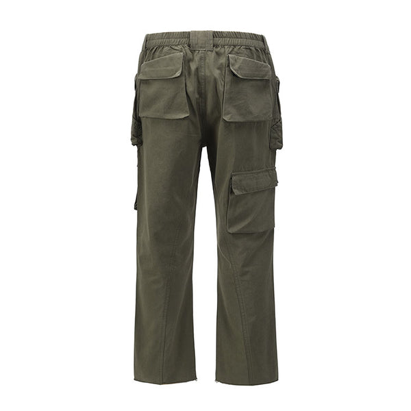 Pantalón Recto Holgado con Bolsillos Funcionales Tridimensionales Negro