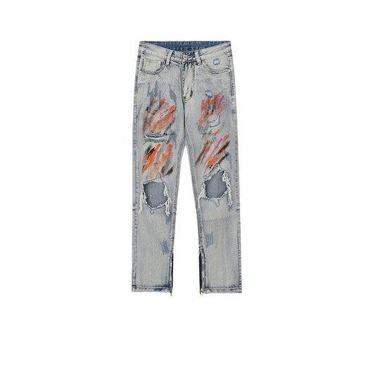 Pantalones de Cintura Alta con Rotos en las Rodillas para Hombre y Mujer - Image 7