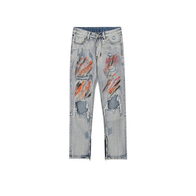 Pantalones de Cintura Alta con Rotos en las Rodillas para Hombre y Mujer - Image 11