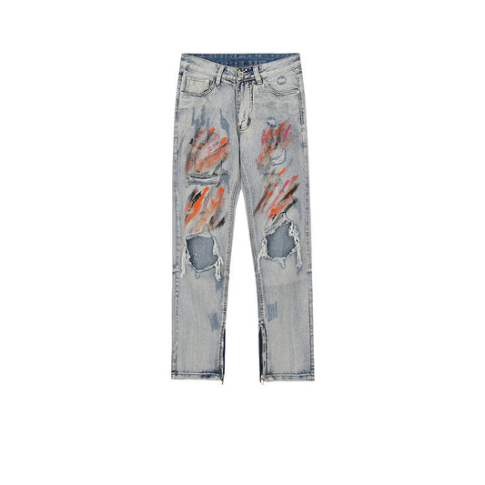 Pantalones de Cintura Alta con Rotos en las Rodillas para Hombre y Mujer