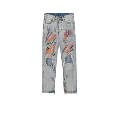 Pantalones de Cintura Alta con Rotos en las Rodillas para Hombre y Mujer