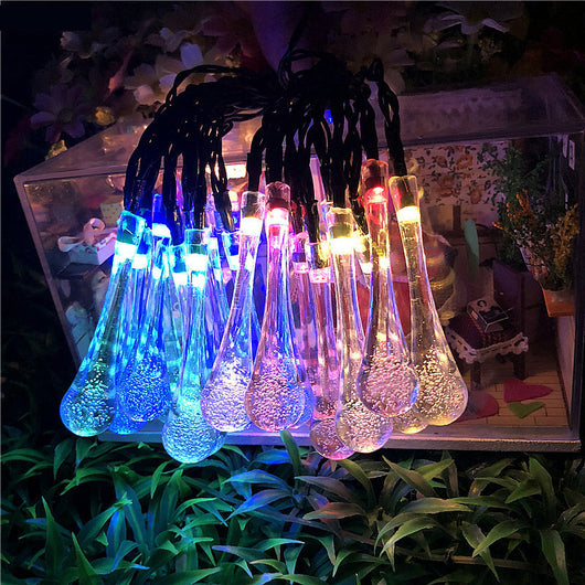 Guirnalda Solar de Luces LED Gotas de Agua Impermeable para Jardín y Fiestas - Image 5