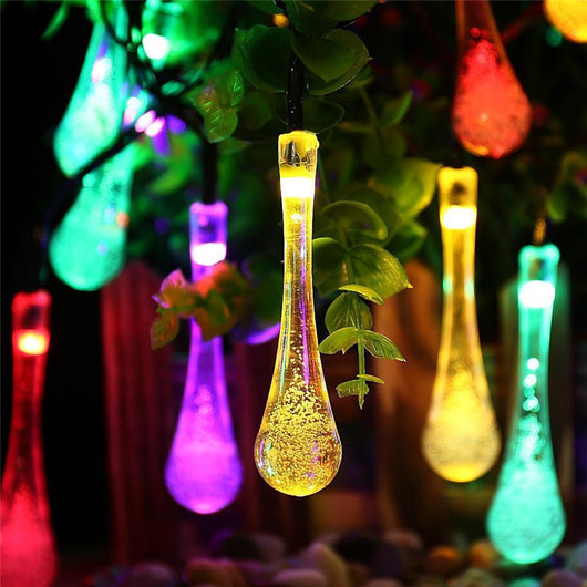 Guirnalda Solar de Luces LED Gotas de Agua Impermeable para Jardín y Fiestas - Image 2