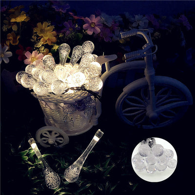 Guirnalda Solar de Luces LED Gotas de Agua Impermeable para Jardín y Fiestas - Image 3