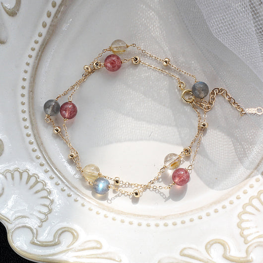 Pulsera de Cristal Natural Piedra Luna Gris Doble - Image 6