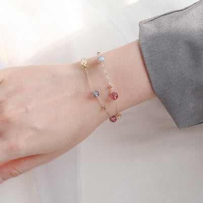 Pulsera de Cristal Natural Piedra Luna Gris Doble - Image 4