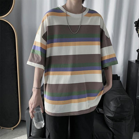 Playera Rayada Oversized con Manga Corta - Estilo Tendencia - Image 3