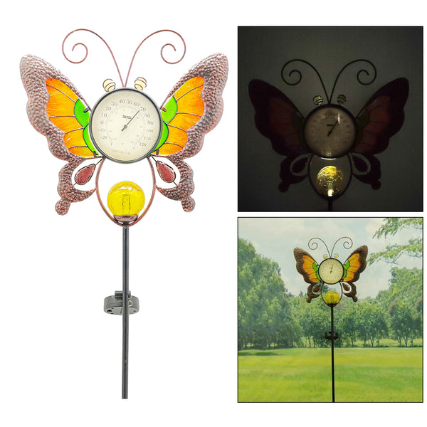 Termómetro Solar de Jardín con Luz Nocturna - Medidor de Temperatura Decorativo