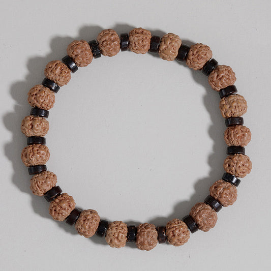 Pulsera de Cuentas de Ágata y Piedra Volcánica Estilo Moderno