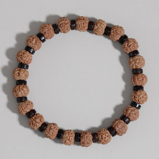 Pulsera de Cuentas de Ágata y Piedra Volcánica Estilo Moderno