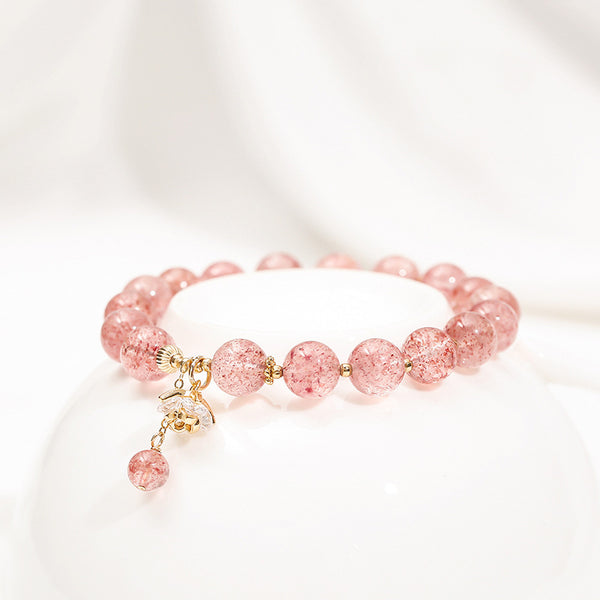 Pulsera de Cristal con Cuentas de Fresa