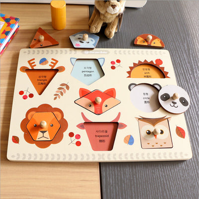Tablero de Formas Geométricas con Animales - Puzzle Educativo para Bebés