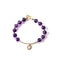 Pulsera de Amatista Natural con Dije de Amor en Oro 14K - Diseño Coreano Artesanal