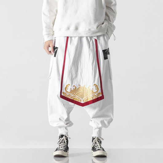 Pantalones Anchos de Algodón y Lino con Estampado Personalizado para Hombre - Image 4