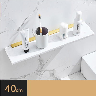 Repisa de Mármol Nórdica con Espejo para Baño - Organizador de Cosméticos y Toallas Dorado - Image 7